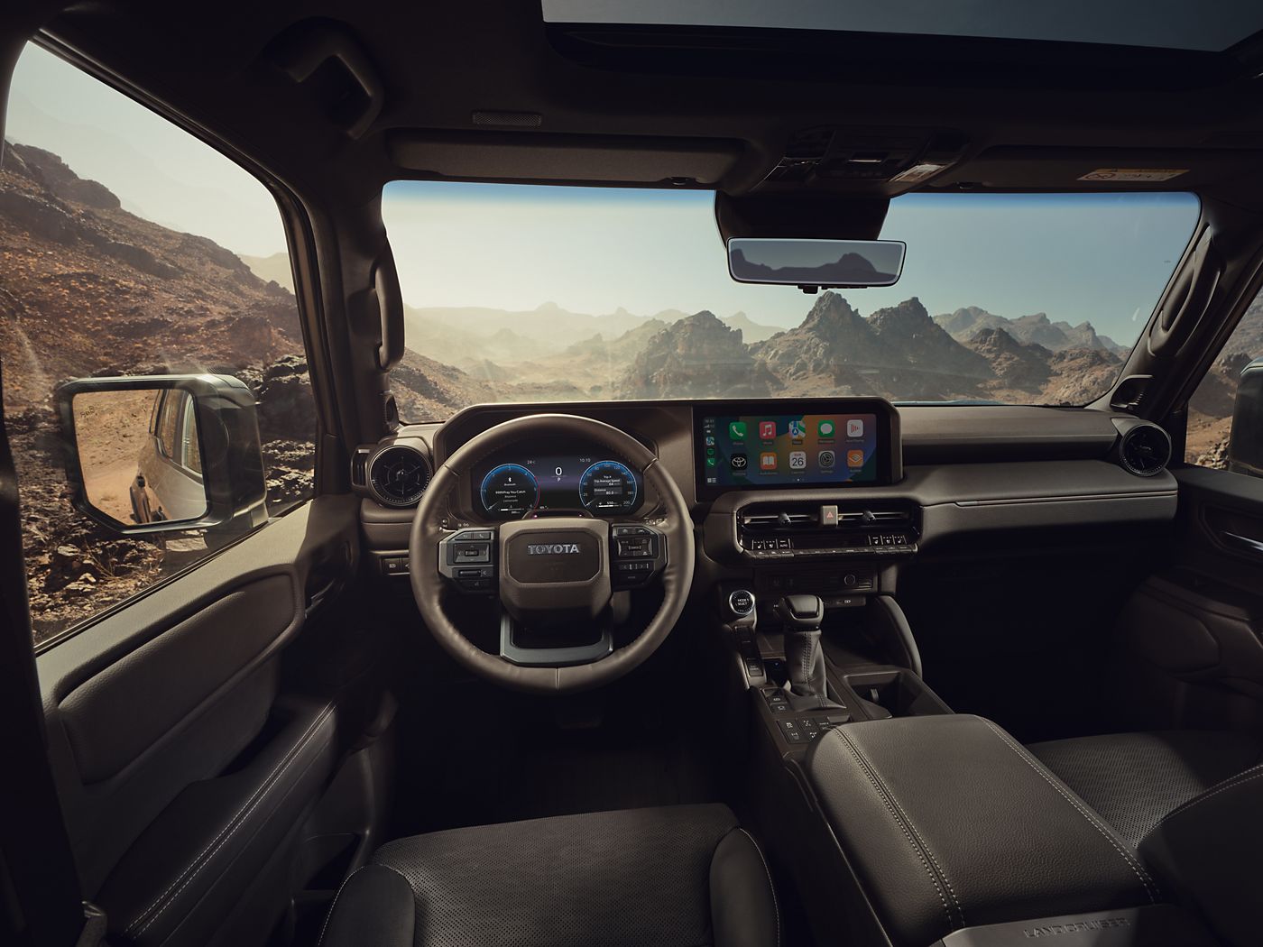 Land Cruiser's digital driver's display and steering wheel 