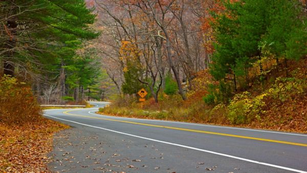 European country road in autumn